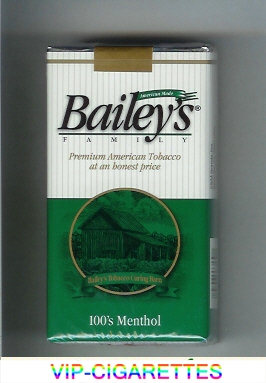 Bailey's Family 100s Menthol cigarettes