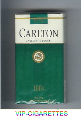 Carlton Menthol 100's cigarettes lowest tar 2mg