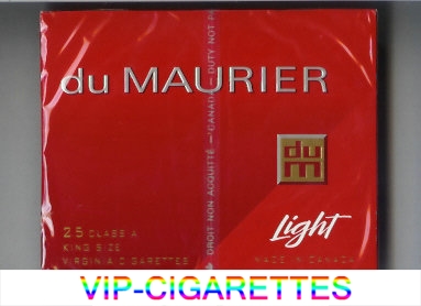 Du Maurier Light 25s Class A King Size cigarettes wide flat hard box