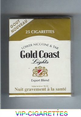 Gold Coast Lower Nicotine and Tar Lights Export Blend 25s cigarettes hard box