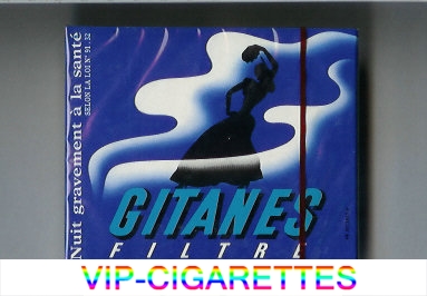 Gitanes Filtre blue and white cigarettes wide flat hard box