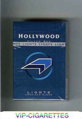 Hollywood Filter Lights American Blend blue and light blue and black cigarettes hard box