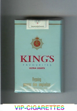 King's Favourites Ultra Lights light blue cigarettes soft box