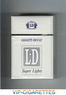 LD Liggett-Ducat Super Lights white and silver cigarettes hard box