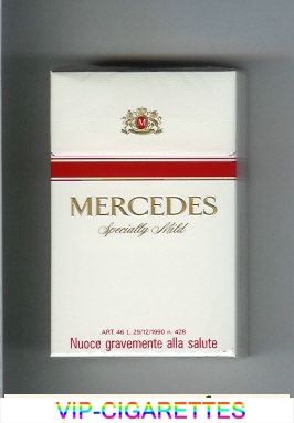 Mercedes Specially Mild white cigarettes hard box