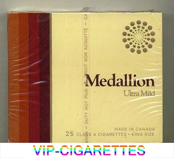 Medallion Ultra Mild 25 cigarettes wide flat hard box
