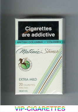 Matinee Slims Extra Mild Menthol cigarettes hard box