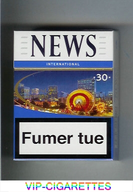 News International 30 white and blue cigarettes hard box