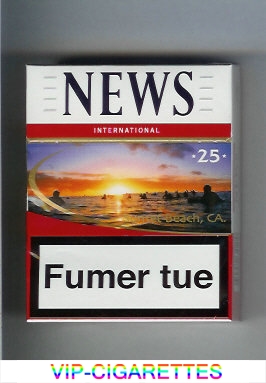 News International 25 white and red hard box cigarettes