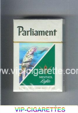 Parliament Menthol Lights hologram with a parrot cigarettes hard box