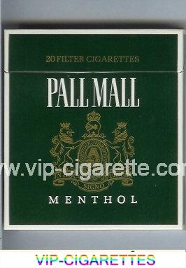 Pall Mall Menthol Filter Cigarettes green 100s cigarettes wide flat hard box