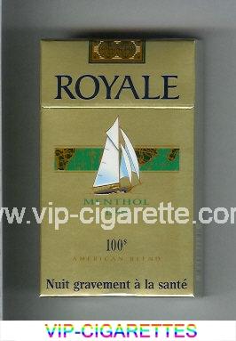Royale Menthol 12 mg 100s American Blend cigarettes gold and green hard box