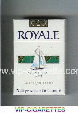 Royale Menthol 12 mg American Blend cigarettes white and green hard box