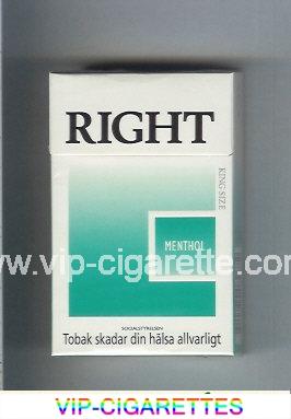 Right Menthol cigarettes hard box