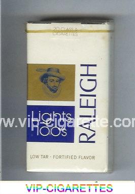 Raleigh Lights 100s cigarettes white and blue and gold soft box