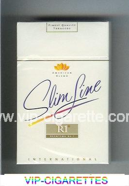 R1 Reemtsma No 1 Slim Line International American Blend flat 100s cigarettes hard box